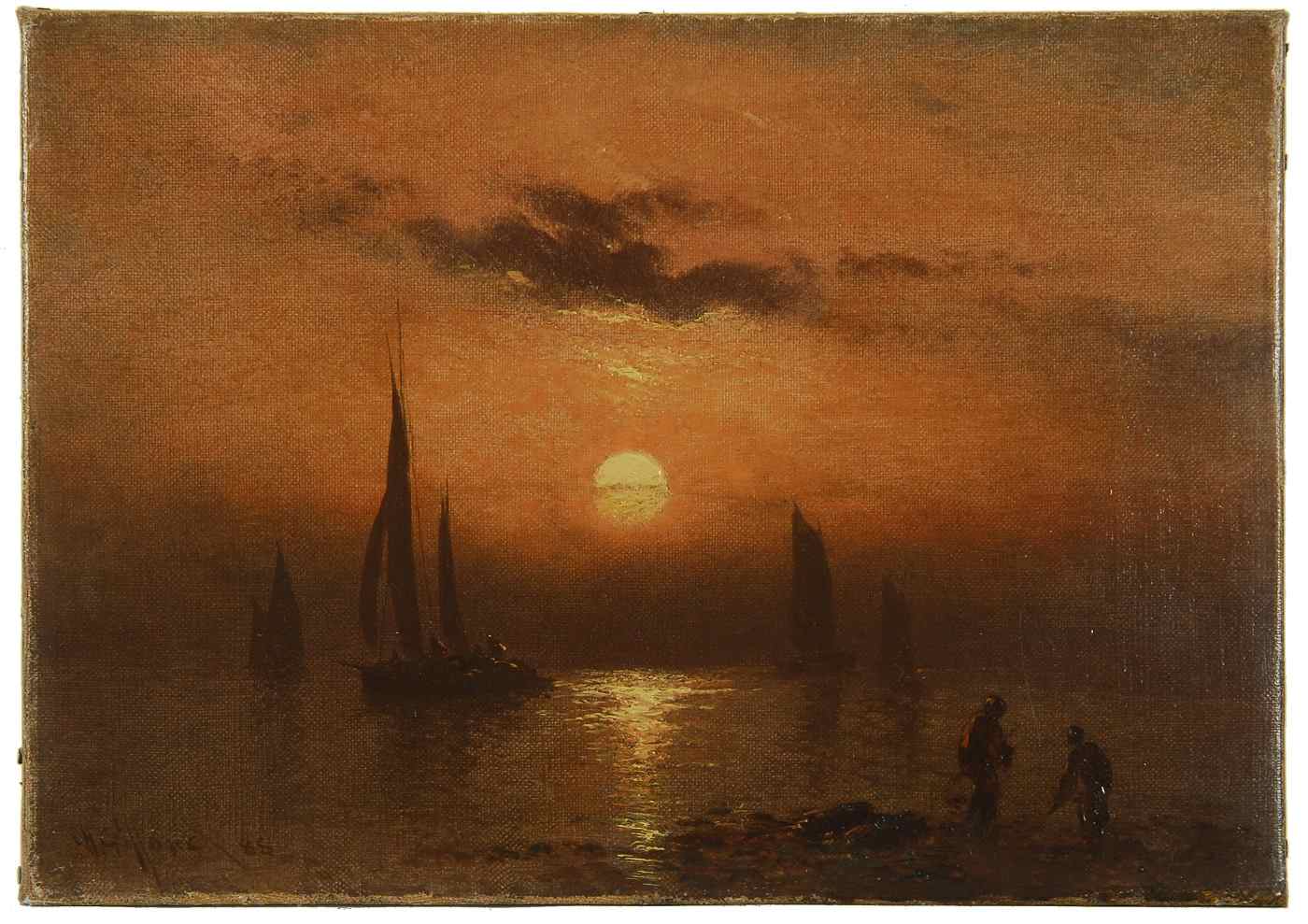 Appraisal: CHARLES HENRY GIFFORDAmerican - Dramatic coastal sunset Signed and dated