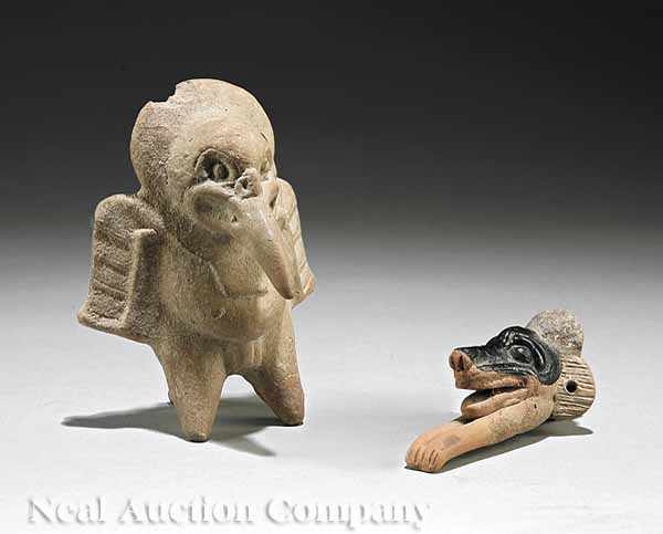 Appraisal: Two Veracruz Animal Form Pottery Whistles c - the first