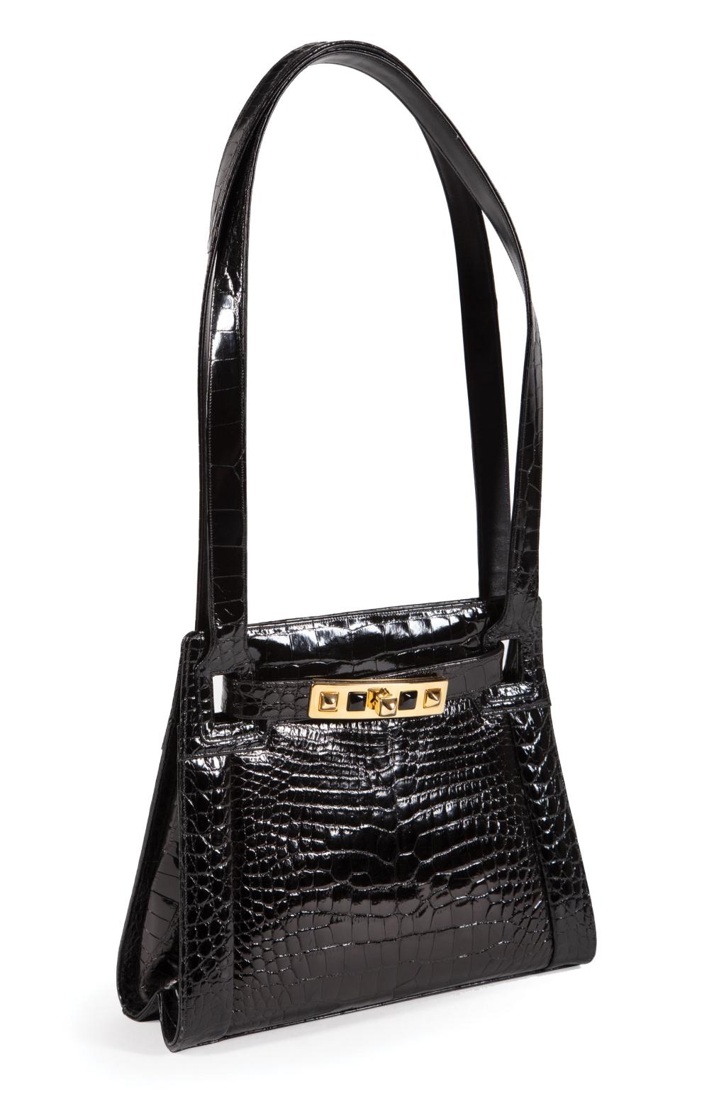 Appraisal: Judith Leiber Black Alligator Handbag labeled Judith Leiber New York