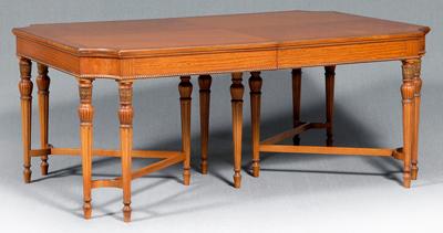 Appraisal: Adam style satinwood extension table satinwood and burlwood veneers leaf