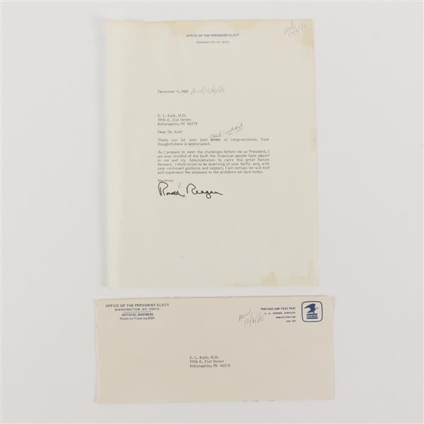 Appraisal: Edited Letter signed by Ronald Reagan on Office of the