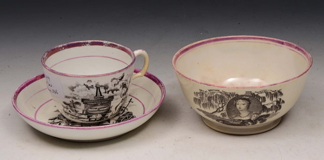 Appraisal: An Early th century tea cup and saucer printed in