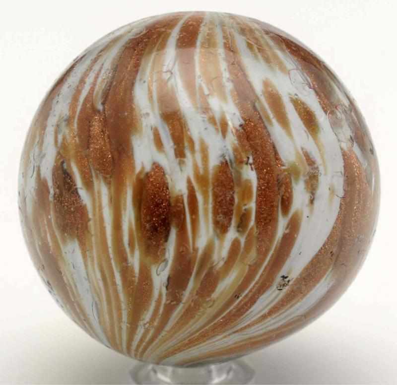 Appraisal: Large White Onionskin Lutz Marble White base onionskin loaded with