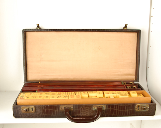 Appraisal: Mahjong Set made from Bakelite with elaborate wood trays in