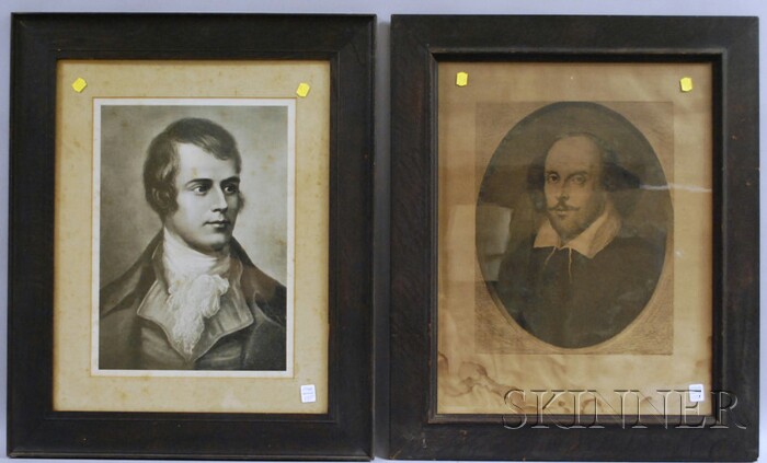 Appraisal: Two Oak-framed Engraved Portraits of William Shakespeare and Robert Burns