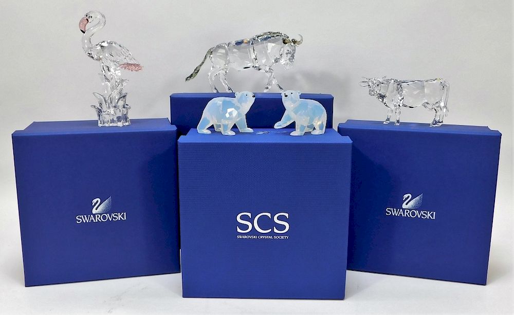 Appraisal: PC Swarovski Assorted Animal Figurine Grouping PC Swarovski Assorted Animal