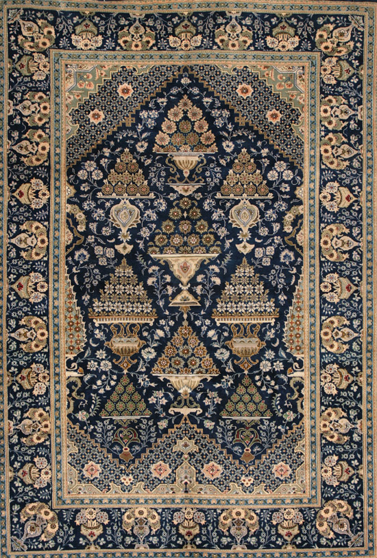 Appraisal: Keshan Rug Third Quarter th Century Blue ground with flowering