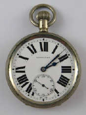 Appraisal: A metal cased longines pocket watch lacking glass case dial