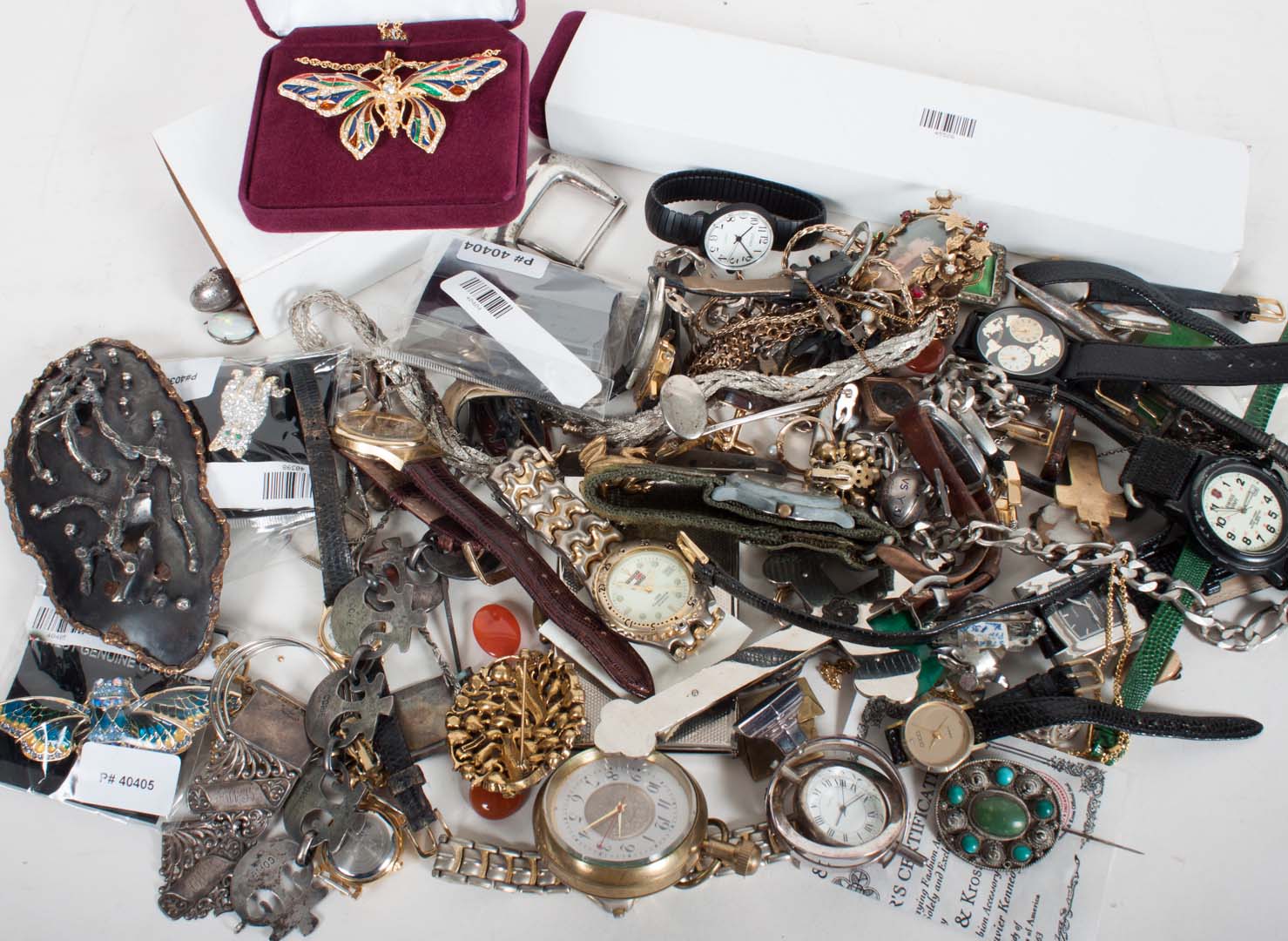 Appraisal: Bag of costume jewelry and watches some pieces marked sterling