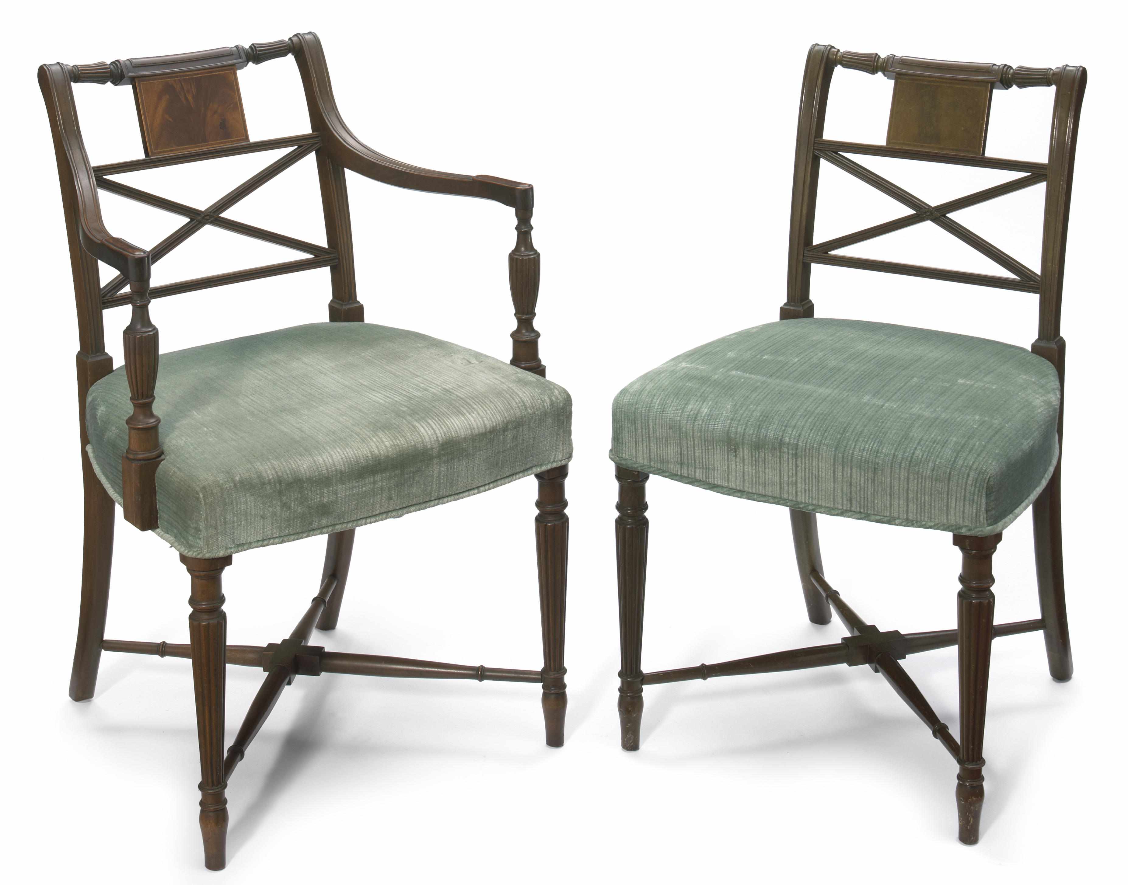 Appraisal: A set of eight Regency style inlaid mahogany dining chairs