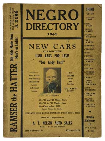 Appraisal: BUSINESS--NEBRASKA Negro Directory Illustrated throughout with full and half-page advertisements