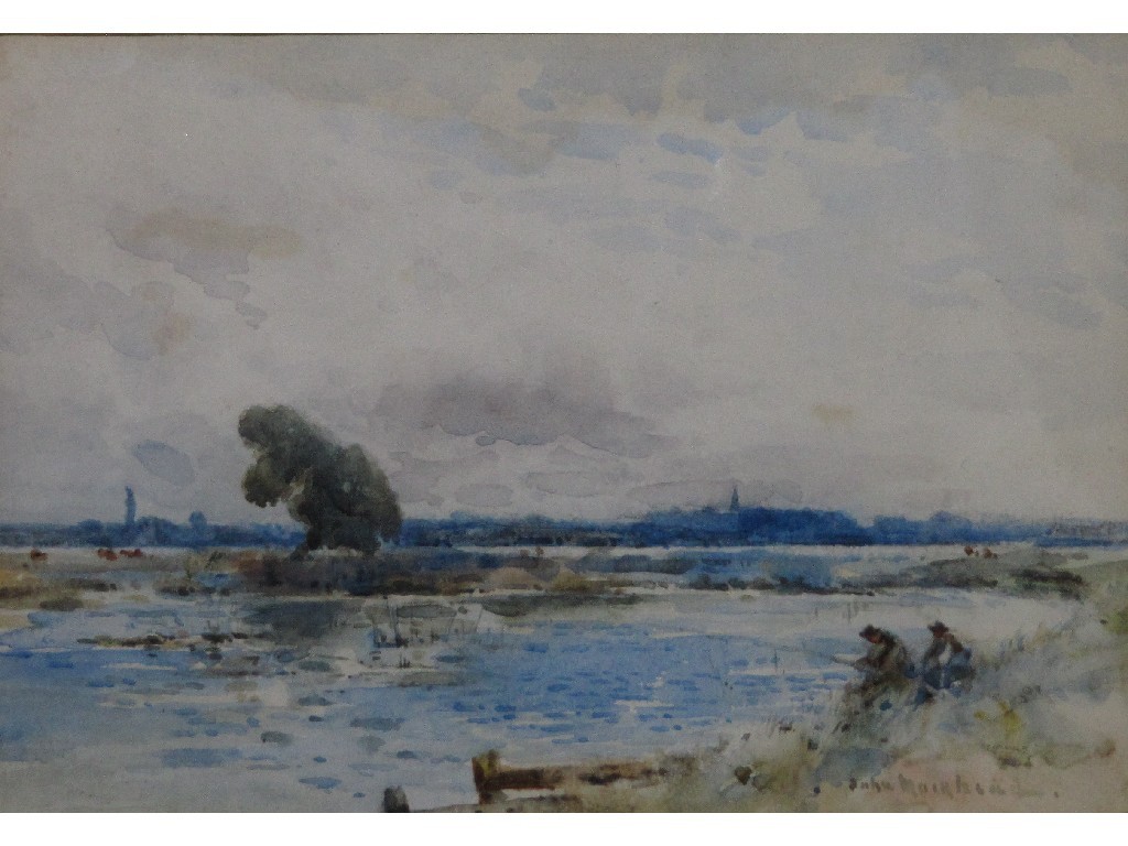 Appraisal: JOHN MUIRHEAD Watercolour Fenland landscape signed