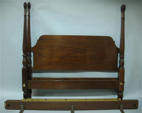 Appraisal: REGENCY STYLE MAHOGANY BED th century with carved head and