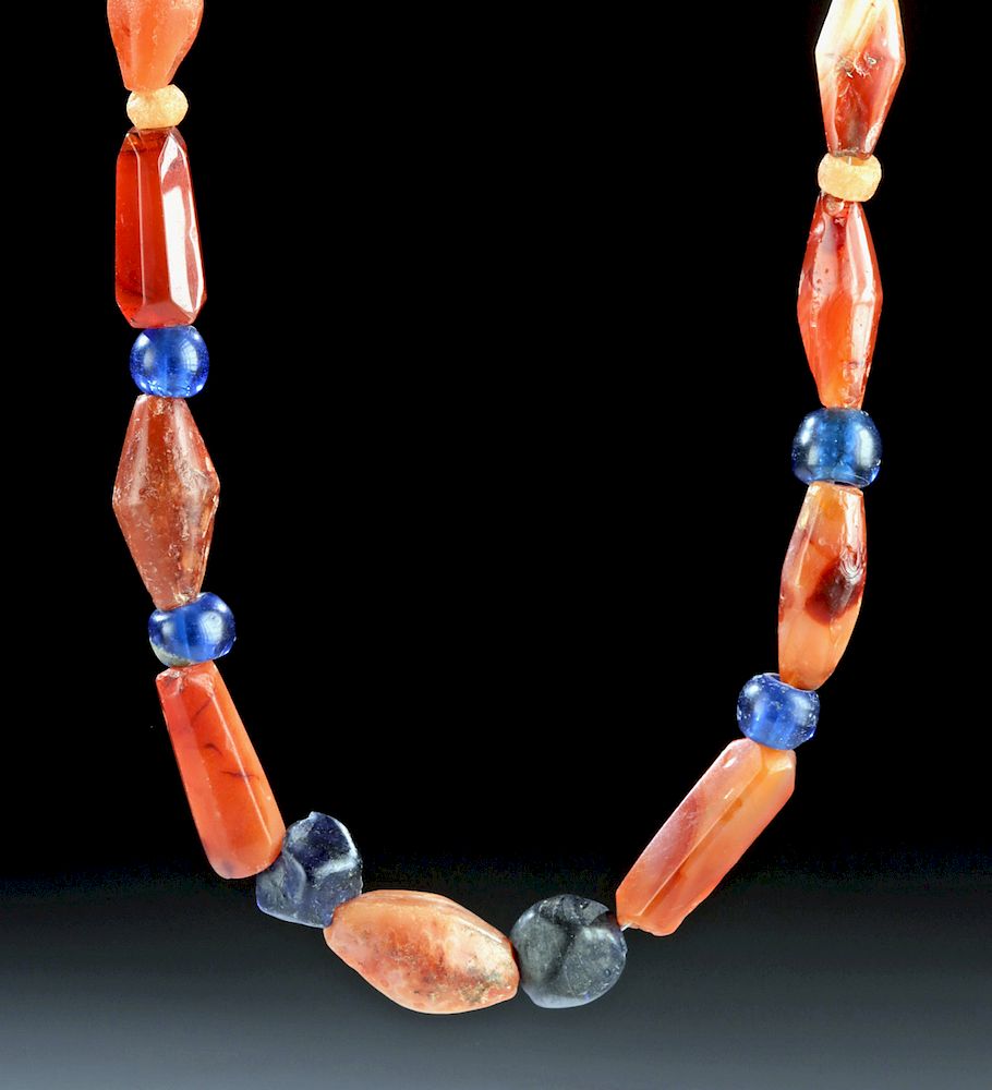 Appraisal: Viking Carnelian Banded Agate Glass Bead Necklace Northern Europe Viking