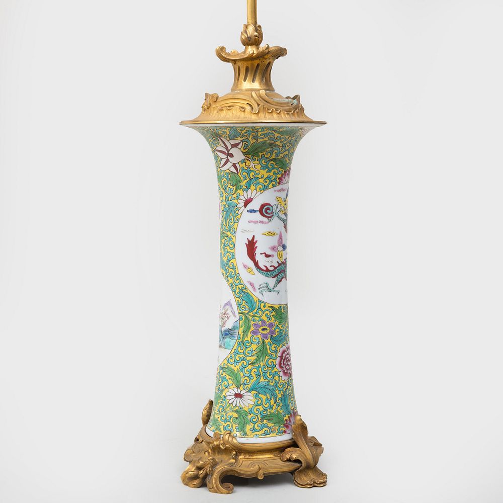 Appraisal: Chinese Style Ormolu-Mounted Porcelain Vase Mounted as a Lamp in