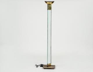 Appraisal: MODERN GLASS BRASS AND METAL FLOOR LAMP Italian Height