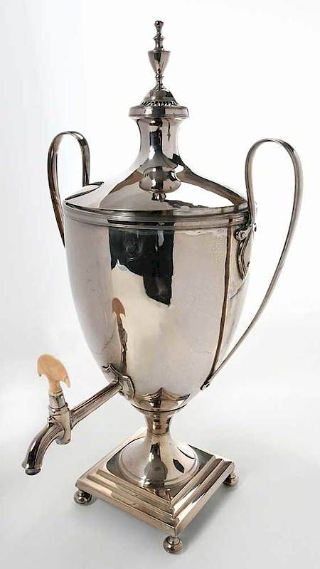 Appraisal: English Silver-Plate Hot Water Urn th century urn form body