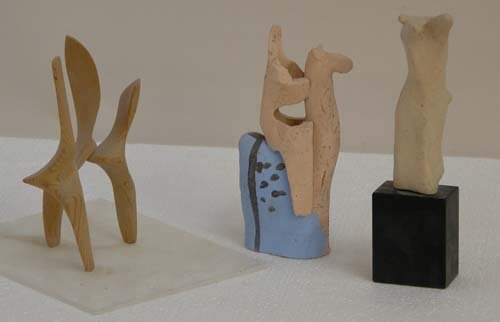 Appraisal: Three Abstract Maquettes for sculpture Minimalist Female Figure Ceramic on