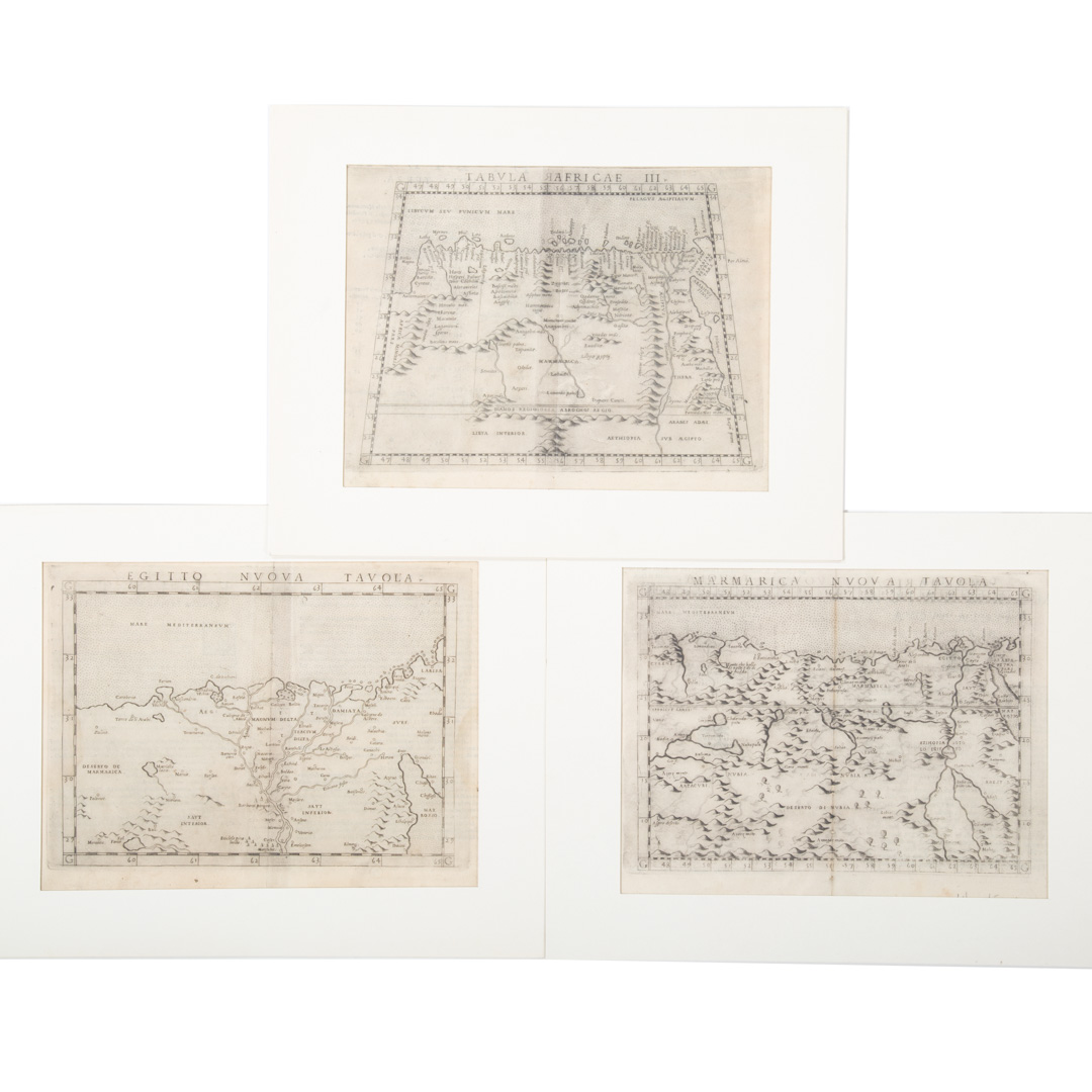 Appraisal: Three engraved maps of Egypt after Ptolemy G Ruscelli after