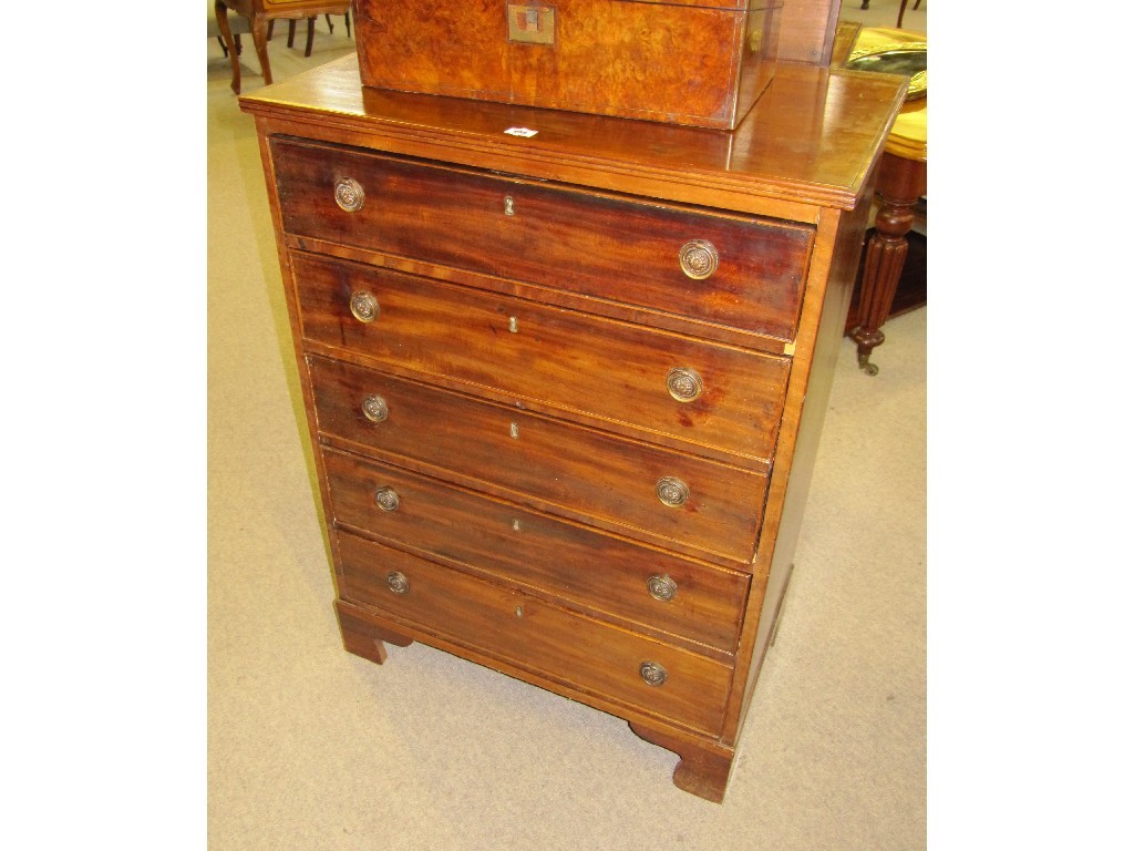 Appraisal: Edwardian mahogany five drawer chest of drawers