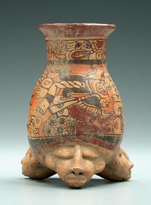 Appraisal: Pre-Columbian style redware vase tripod feet shaped as human heads