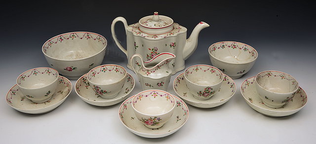 Appraisal: A NEW HALL PORCELAIN TEA SERVICE consisting of teapot milk