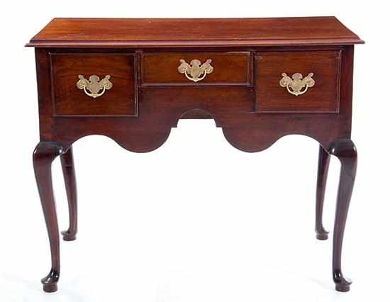 Appraisal: American Queen Anne maple and mahogany lowboy probably New England