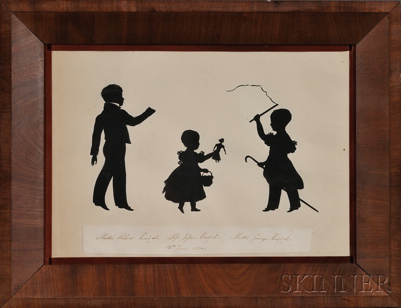 Appraisal: August Edouart French - Silhouette Portrait of Lindahl Children Robert