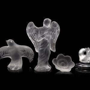 Appraisal: Four Lalique Molded and Frosted Glass Table Articles Second Half