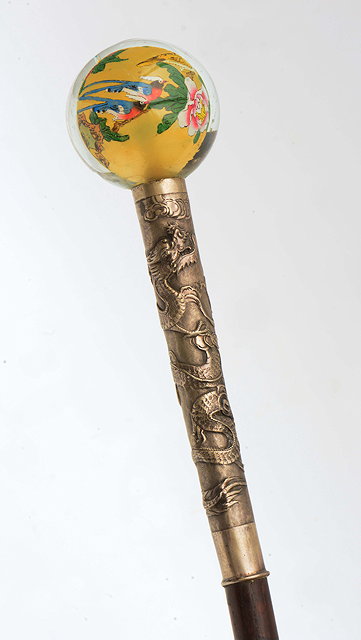 Appraisal: AN EARLY TH CENTURY ORIENTAL WALKING STICK with white metal