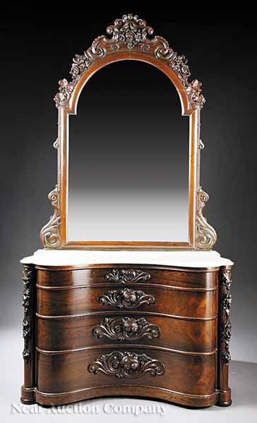 Appraisal: A Fine and Rare American Carved and Laminated Rosewood Dresser