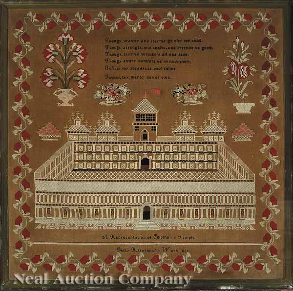 Appraisal: An American Sampler A Representation of Solomons Temple by Betty