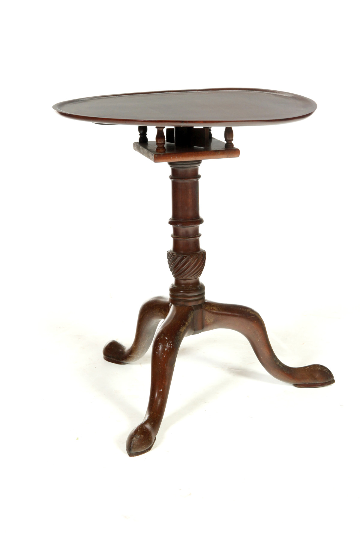 Appraisal: CHIPPENDALE TILT-TOP CANDLESTAND American or Caribbean th century mahogany Dishtop