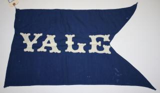 Appraisal: Circa Yale Pennant Blue linen field and white wool YALE