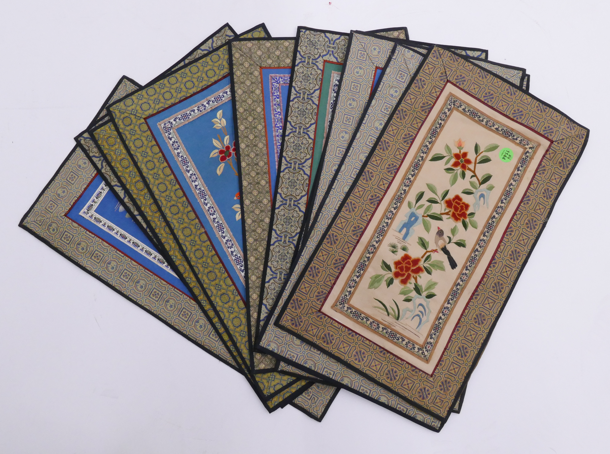 Appraisal: Stack pc Chinese Silk Embroidered Panels- x ''