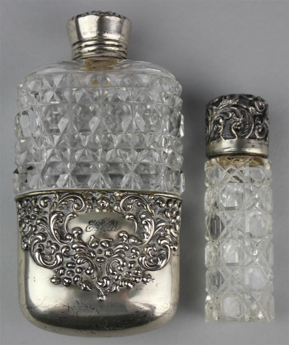 Appraisal: TWO SILVER-MOUNTED CUT GLASS PIECES both cut with a hobnail