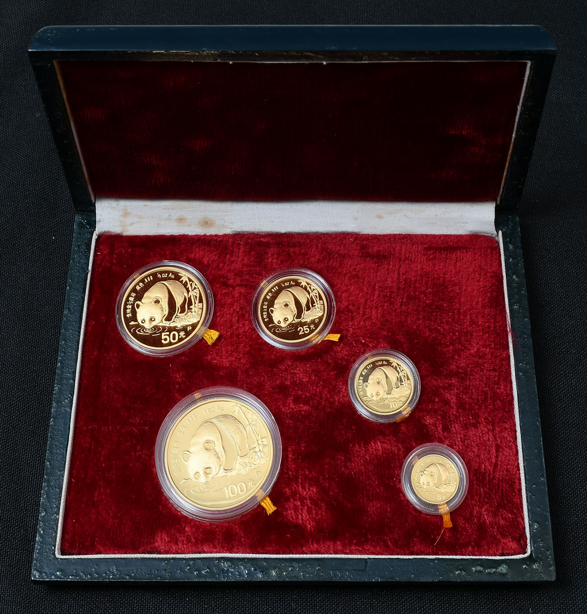 Appraisal: CHINA GOLD PANDA PROOF SET Piece Gold Chinese coin set