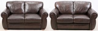 Appraisal: CHATEAU D'AX LEATHER SETTEES PAIR CHATEAU D'AX LEATHER SETTEES PAIR