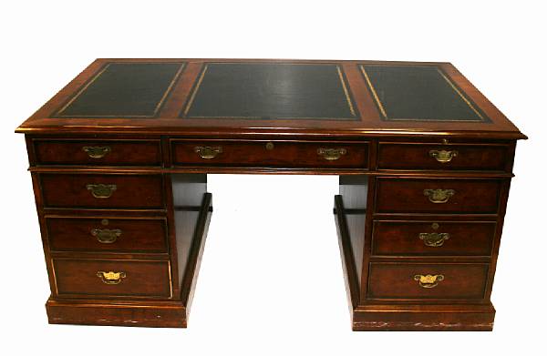 Appraisal: A Victorian walnut pedestal desk height in width ft in