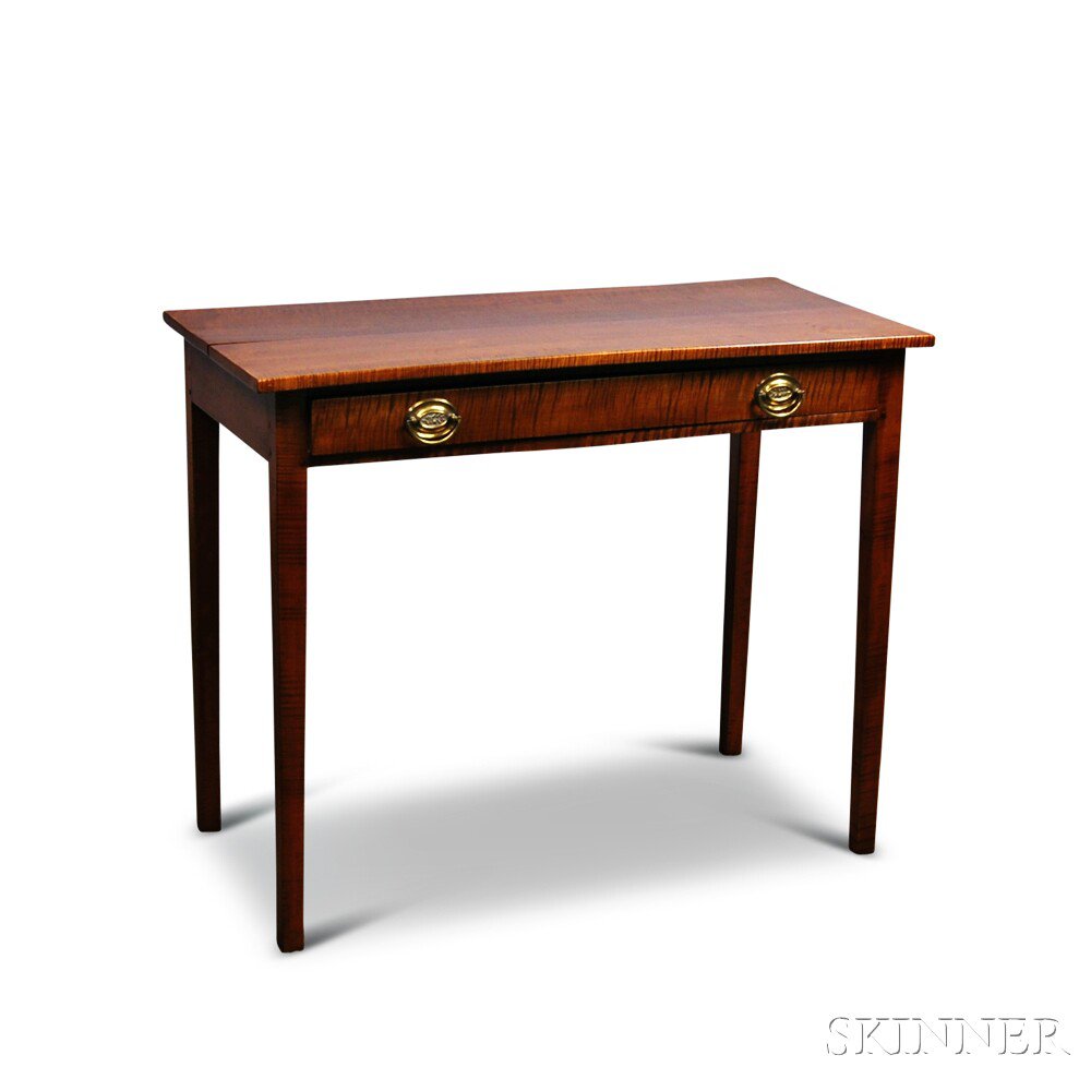 Appraisal: Federal Tiger Maple Side Table New England early th century