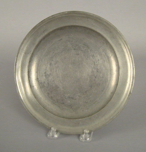 Appraisal: Connecticut pewter plate early th c bearing the touch of