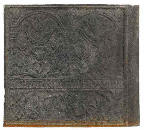 Appraisal: Cast iron stove plate Judge Not of x For a