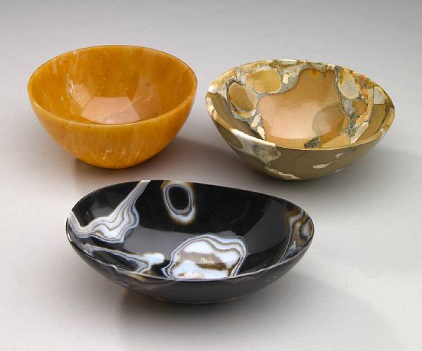 Appraisal: Three Unusual Gemstone Bowls India A fascinating group of decorative