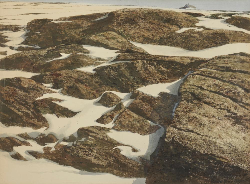 Appraisal: ROBERT REMSEN VICKREY American - Snow and Rocks Truro gouache