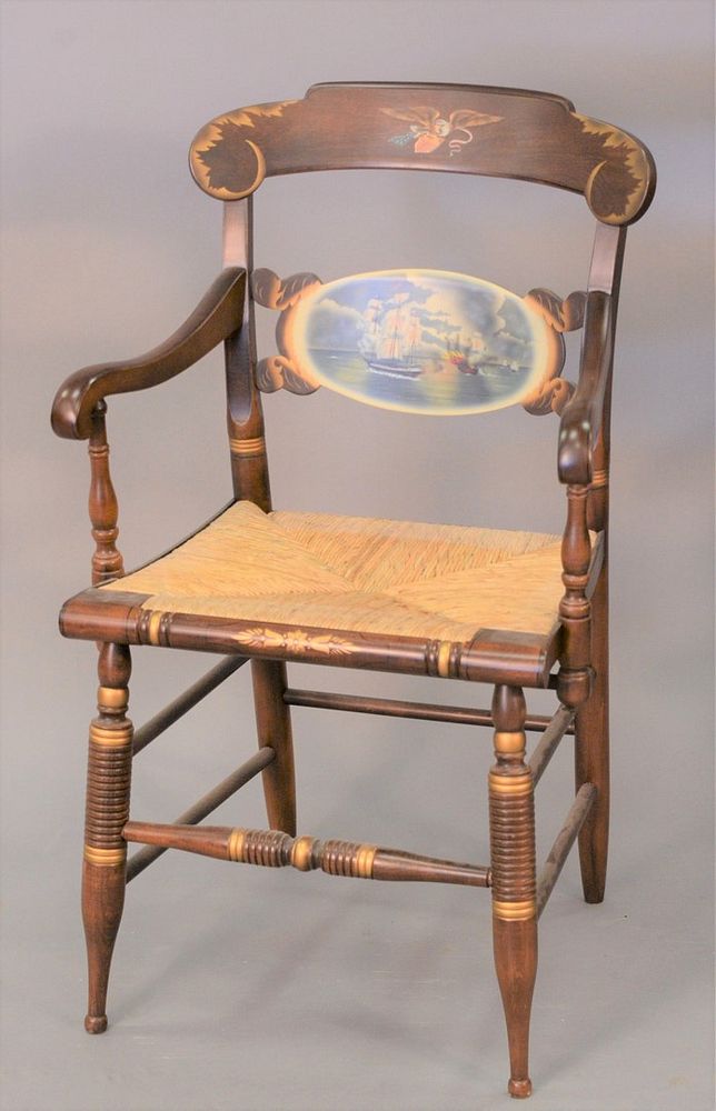 Appraisal: Hitchcock armchair The Bonhomme Richard Captained by John Paul Jones