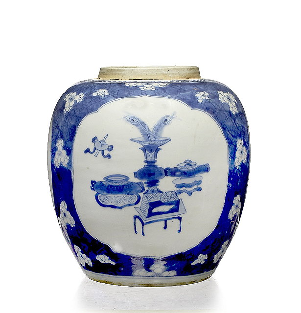 Appraisal: A Chinese blue and white ginger jarKangxi - decorated with