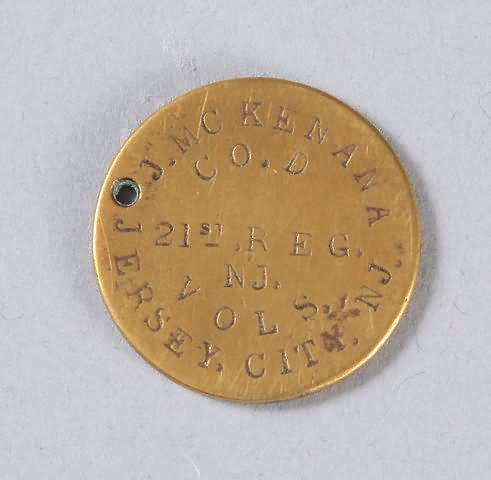 Appraisal: Civil War identification tag for John McKenna of Co D