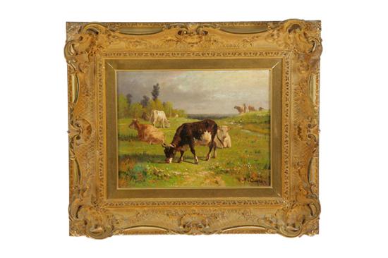 Appraisal: LANDSCAPE WITH CATTLE SIGNED ''A CORTES'' SPANISH TH CENTURY Oil