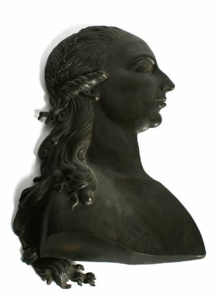 Appraisal: A bronze plaque of a young woman height in