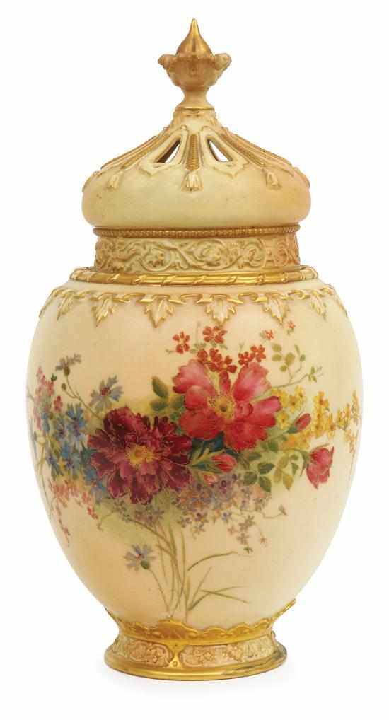 Appraisal: A large Royal Worcester pot pourri vase and cover Circa